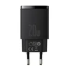 Baseus Kompaktiškas sieninis greitasis įkroviklis USB-C 20W, Juodos spalvos (CCXJ-B01)