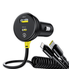 Baseus Circular 60W USB-A + USB-C automobilinis įkroviklis su Built-in Lightning + USB-C Kabelis 1.4m - juodos spalvos