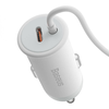 Baseus CW01 magnetinis automobilinio telefono laikiklis prie ventiliacijos tinklelio su automobiliniu įkrovikliu USB-C, 15W + 25W (baltas)