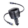 Baseus Enjoyment Max automobilinis įkroviklis with USB-C+Lightning cables 60W juodos spalvos