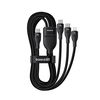 Baseus Flash Series 3 3in1 kabelis 100W USB-C - USB-C+USB-C+ Lightning 1.5m + 3 x 0.25 m - juodos spalvos