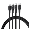 Baseus Flash Series 3 3in1 kabelis 100W USB-C - USB-C+USB-C+ Lightning 1.5m + 3 x 0.25 m - juodos spalvos