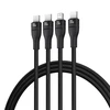 Baseus Flash Series 3 3in1 kabelis 100W USB-C - USB-C+USB-C+ Lightning 1.5m + 3 x 0.25 m - juodos spalvos