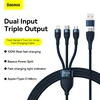 Baseus Flash Series 2 3in1 USB laidas USB-C + micro USB + Lightning 100W 1.2m – Mėlynas