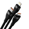 Baseus Flash Series 2 3in1 USB laidas USB-C + micro USB + Lightning 100W 1,2m – Juodas