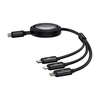 Greito įkrovimo laidas 3in1 Baseus Free2Draw USB-C prie USB-C/Lightning/Micro 100W, 1.1m (juodas)