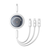 Greito įkrovimo laidas 3in1 Baseus Free2Draw USB-C prie USB-C/Lightning/Micro 100W, 1.1m (baltas)