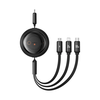 Greito įkrovimo laidas 3in1 Baseus Free2Draw USB-C prie USB-C/Lightning/Micro 100W, 1.1m (juodas)