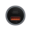 Automobilinis telefono kroviklis Automobilinis įkroviklis Baseus Golden Contactor Max car charger, USB + USB-C, 60W, pilka