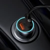 Baseus Automobilinis įkroviklis 40W 12-24V 2xUSB QC4.0 SCP FCP AFC su USB-C 1m laidu, pilkas