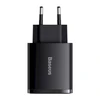 Baseus Sieninis įkroviklis 30W 2xUSB + USB-C QC3.0 PD3.0, juodas