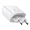 Baseus Sieninis įkroviklis 30W 2xUSB + USB-C QC3.0 PD3.0, baltas