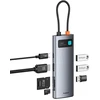 Baseus Metal Gleam 7-in-1 šakotuvas USB-C į HDMI | 3x USB 3.0 | USB-C | SD | Micro SD | 100 W | pilkas