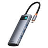 „Baseus Metal Gleam 7in1 HDMI 4K 60Hz USB-C“ šakotuvas / 3x USB 3.0 / USB-C PD / SD / Micro SD - pilkos spalvos