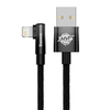 Kabelis USB A - IP Lightning 1m 90° kampu 20W 2.4A, juodas MVP Elbow BASEUS