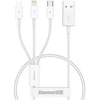 Baseus P10320105221-00 3-in-1 duomenų perdavimo ir įkrovimo kabelis | USB-A į USB-C, Lightning, Micro USB | 17,5 W | 0,5 m | baltas