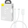 Baseus P10320105221-00 3-in-1 duomenų perdavimo ir įkrovimo kabelis | USB-A į USB-C, Lightning, Micro USB | 17,5 W | 0,5 m | baltas