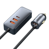 Baseus Share Together automobilinis įkroviklis su ilginamuoju laidu 3x USB USB-C 120W - Pilkas