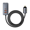 Baseus Share Together automobilinis įkroviklis su ilginamuoju laidu 3x USB USB-C 120W - Pilkas