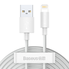 Baseus laidų rinkinys (USB - „Lightning“ 2 vnt.). greitas įkrovimas 1,5 m (Baltas)
