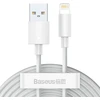 Baseus Simple Wisdom duomenų perdavimo ir įkrovimo kabelis | USB-A į Lightning | 12W | 1,5 m | baltas | 2 vnt.