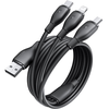 „Baseus“ itin greitas „vienas už tris“ greito įkrovimo kabelis USB-A iki M+L+C 3,5A 0,8 m Cosmic juodos spalvos