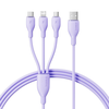 „Baseus“ itin greitas „vienas už tris“ greito įkrovimo kabelis USB-A iki M+L+C 3,5A 1,3 m ūkas Violetinė
