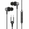 Beline ausinės į ausis įkišamos USB-C SK193 juodos spalvos