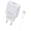Beline Charger 1x USB-C 30W + cableUSB-C baltos spalvos /baltos spalvos PD 3.0 BLNCW30C GaN