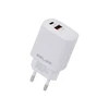 Beline Laidinis įkroviklis 1x USB-C + 1x USB 30W baltos spalvos (only head) PD 3.0 + QC 3.0 BLN2CW30 GaN