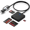 BENFEI kortelių skaitytuvas 4 viename USB-C USB-A 3.0, skirtas SD, Micro SD, MS CF, juodas