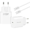 Blavec Wall charger BC-7 GaN4 – Type C – PD QC 45W 3A with Type C to Type C cable (TCBC7G4-CW453A+CC) baltas