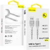 Blavec Kabelis Raptor pintas - USB į Type C - 3A 2 ms Apple CarPlay/Android Auto (CRA-UC3WS20) baltos spalvos-sidabrinis