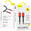 Blavec kabelis Raptor braided – Type C į Lightning – PD 20W 2,4A 0,5 metras (CRA-CL24BR05) juodos spalvos-raudonos spalvos
