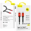 Blavec Kabelis Raptor pintas – Typ C į Typ C – PD 60W 3A 0,5 m Apple CarPlay/Android Auto (CRA-CC3BR05) juodos ir raudonos spalvos