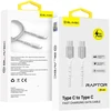 Blavec kabelis Raptor braided – Type C į Type C – PD 60W 3A 0,25 metras (CRA-CC3WS025) baltos spalvos-sidabro spalvos