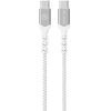 Blavec kabelis Raptor braided – Type C į Type C – PD 60W 3A 0,25 metras (CRA-CC3WS025) baltos spalvos-sidabro spalvos