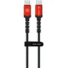 Blavec kabelis Raptor braided – Type C į Type C – PD 100W 5A 1 metras (CRA-CC5BR10) juodos spalvos-raudonos spalvos