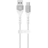 Blavec kabelis Raptor braided - USB į Type C - 2A 3 metras (CRA-UC2WS30) baltos spalvos-sidabro spalvos
