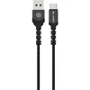 Oem Blavec kabelis Raptor pintas – USB į Type C – 3A 2 metrai (CRA-UC3BG20) juodos-pilkos spalvos