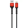 Blavec Kabelis Raptor braided - USB į Lightning - 2,4A 0,5 m Apple CarPlay (CRA-UL24BR05) juodos spalvos-red