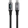 Blavec Cable Zumi braided – Type C to Type C – PD 60W 3A LCD display 1 metre Apple CarPlay/Android Auto (CZU-CC3B10) juodos spalvos
