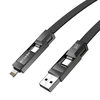 Blitzwolf BW-HDC7 4-in-1 USB+C+Lightning kabelis 240W 1.2m juodos spalvos