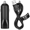 BlueStar Automobilinis įkroviklis Blue Star USB A 2A + laidas USB A į Micro USB juodas