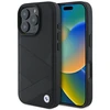 BMW Signature Leather Crossing Lines Pattern Apple iPhone 16 Pro - dėklas telefonui juodos spalvos