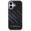 BMW Motosport IML Random Stripes Apple iPhone 16 Plus Case - dėklas telefonui juodos spalvos