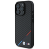 BMW M PU Carbon Tricolor Stripe MagSafe Apple iPhone 16 Pro Max dėklas telefonui juodos spalvos