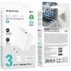 Borofone Laidinis įkroviklis BN11 Imperial – USB + 2xType C – QC 3.0 PD 100W su Type C į Type C kabeliu baltos spalvos