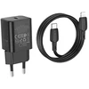 Borofone Laidinis įkroviklis BN13 Safety GaN – Type C – PD 30W su Type C į Lightning kabeliu juodos spalvos