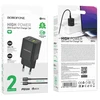 Borofone Laidinis įkroviklis BN14 Royal GaN – USB + Type C – QC 3.0 PD 30W su Type C į Lightning kabeliu juodos spalvos